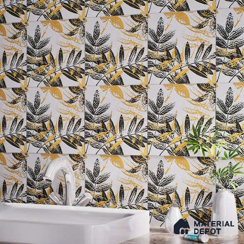 Floral Wall Tile TL 07249 Plana 8005 GLM (Gold) 1 ft x 1 ft Ceramic Matte Finish - 9 mm | 2 mm Spacer is Mandatory | Please Expect a Slight Variation of Pattern